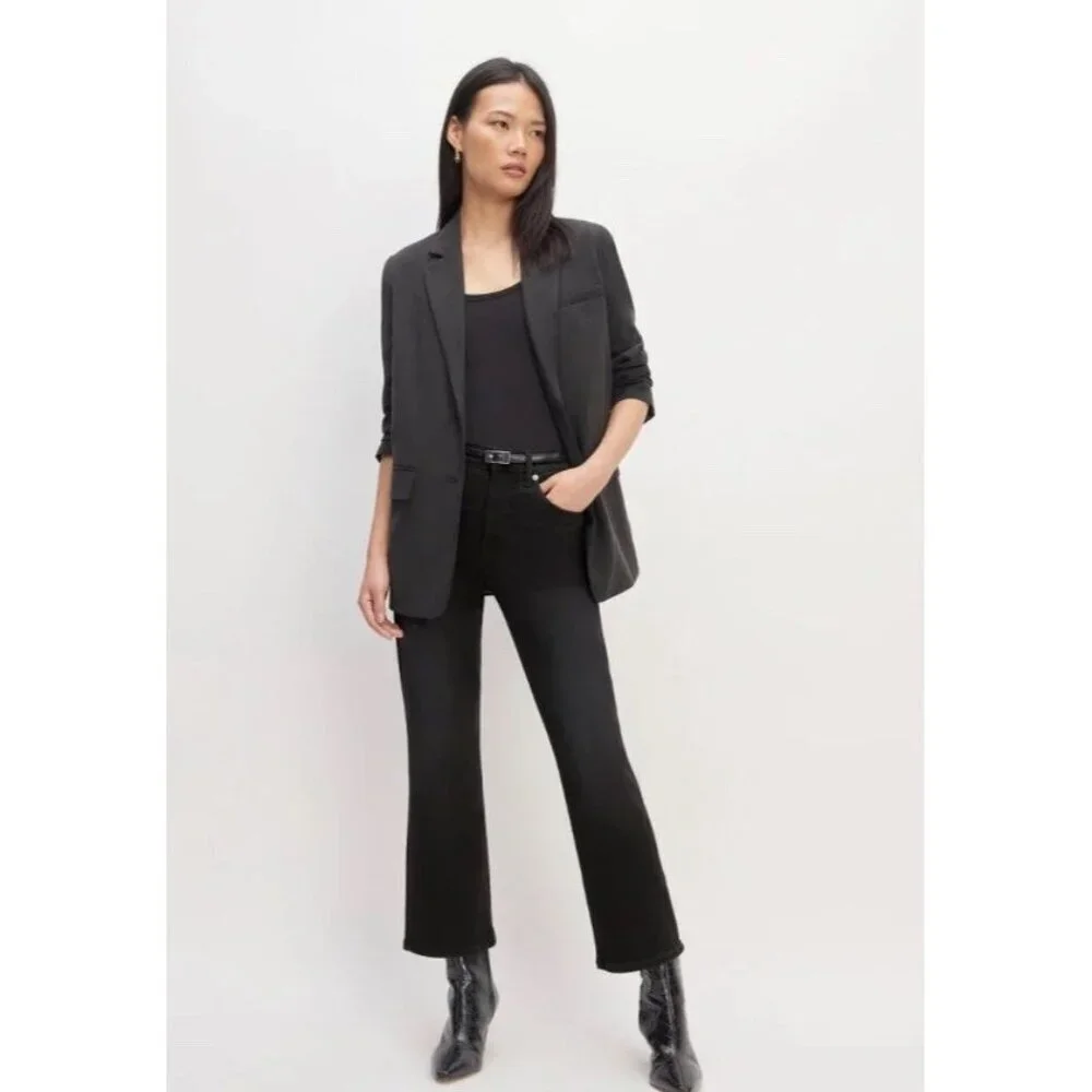 NWT Everlane Women's Black Kick Flare Denim Jeans Pant Organic Cotton MSRP $128 - Picture 1 of 15